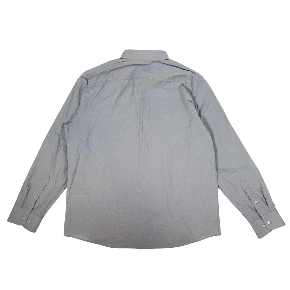 Banana Republic Men's XL Untucked Slim‎ Fit Gray Seersucker Cotton Blend Shirt